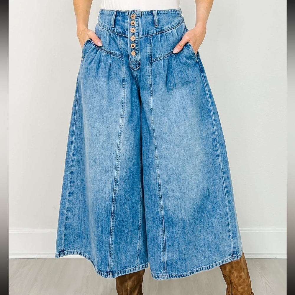 Blue Denim Culottes - Picture 3 of 10